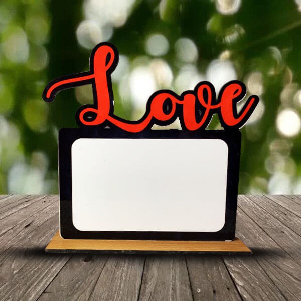 Personalized "Love" Table Top with 1 Photo Place